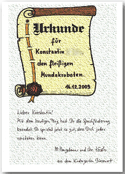Urkunde Sprachförderung